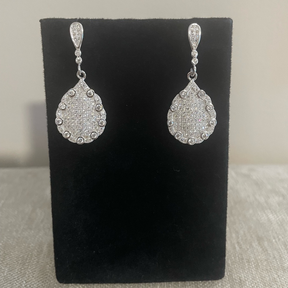 Luxury Sterling Silver 925 CZ Zirconia Drop Earrings